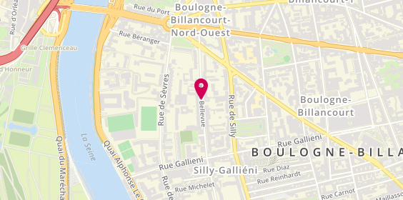 Plan de MONREAL Patricia, 38 Rue de Bellevue, 92100 Boulogne-Billancourt